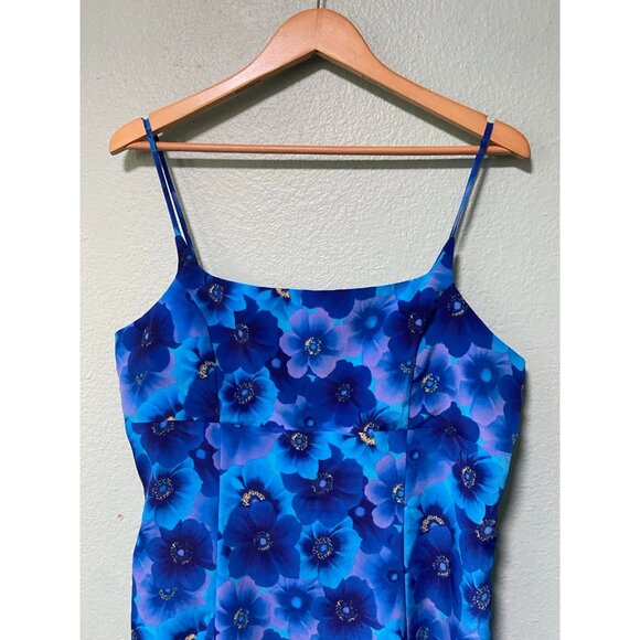 Vintage 90s Y2k My Michelle Women's Junior Blue‎ Floral Dress Size 15 - Picture 6 of 8